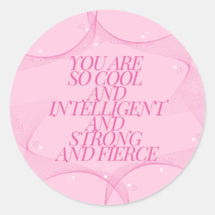Cool, Intelligent, Stark, Furchtlos, Chefin, Rosa Runder Aufkleber
