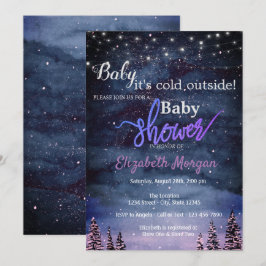 Cool ist es kalt draußen, Winterwald Babydusche Einladung