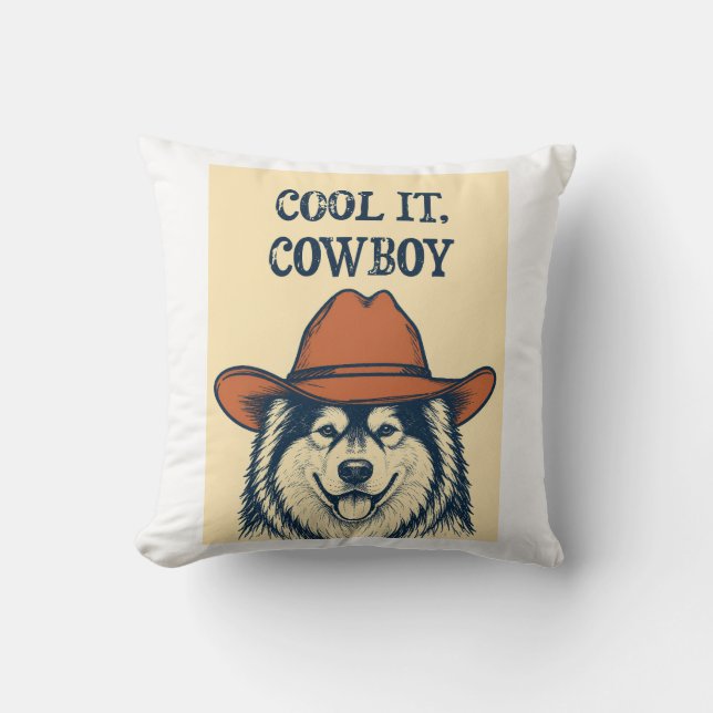 "Cool it, Cowboy" Wandteppich. Kissen (Vorderseite)
