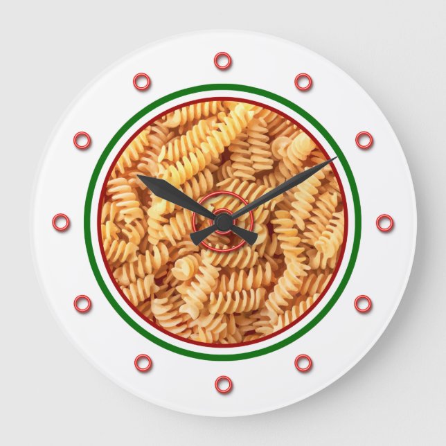 Cool Italian Theme Pasta Novelty Kitchen Clocks Große Wanduhr (Vorderseite)