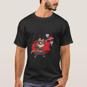 Cool Japanisch Ninja Cat Shuriken Katana Furry Fel T-Shirt
