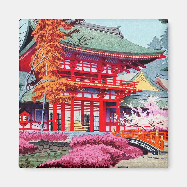 Cool Japanisch Red Tempel Spring Asano Takeji Magnet (Vorne)