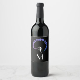 Cool Jazz Trumpet Musician Monogram Blue Lilac Weinetikett