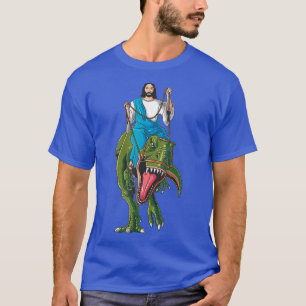 Cool Jesus Riding Dinosaur Christliches Dino T-Shirt