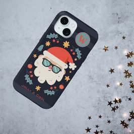 Cool Jolly Santa Claus Monogram Initial Case-Mate iPhone Hülle