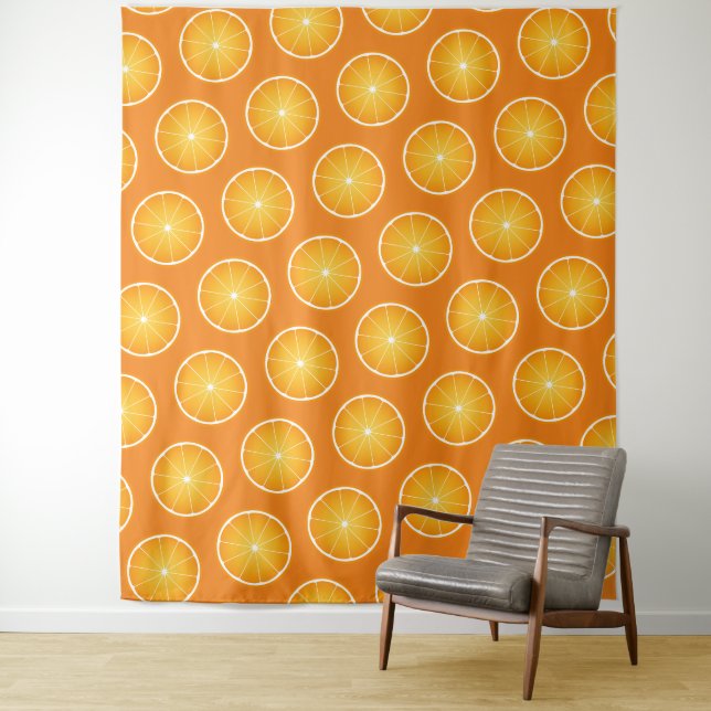 Cool Juicy Orange gelbe Fruchtscheiben Wand Wandteppich (Beispiel)
