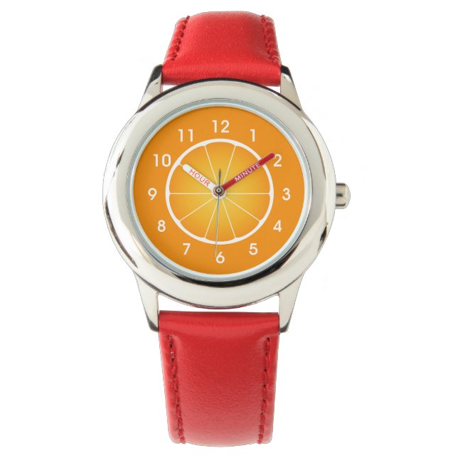 Cool Juicy Orange Obstschnitt mit Zahlen Armbanduhr (Vorderseite)