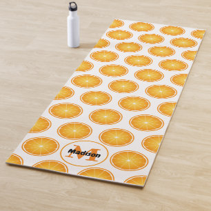 Cool Juicy Orange Scheiben Monogramm weiß Yogamatte