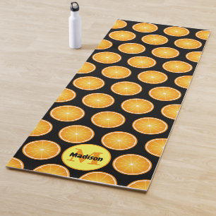 Cool Juicy Orange-Scheiben schwarz Monogramm Yogamatte