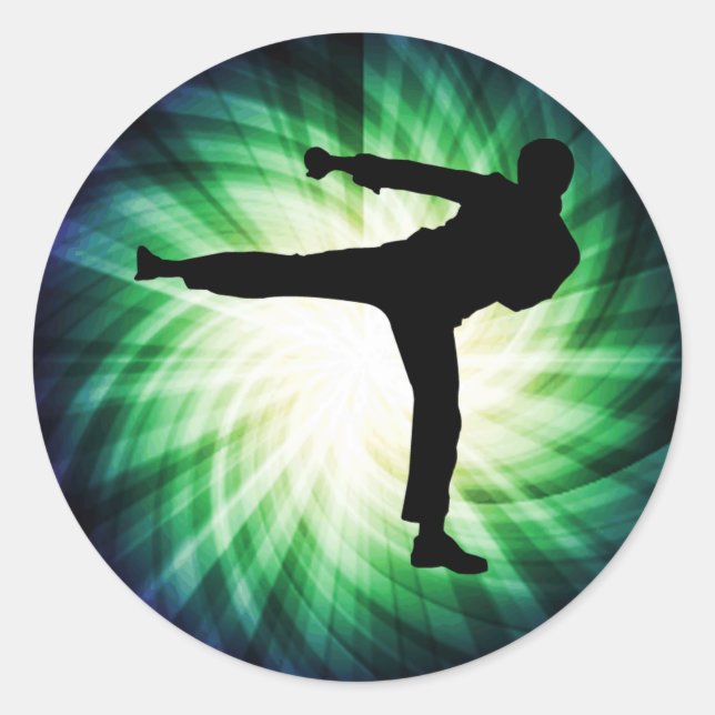Cool Karate Kick Runder Aufkleber (Vorderseite)
