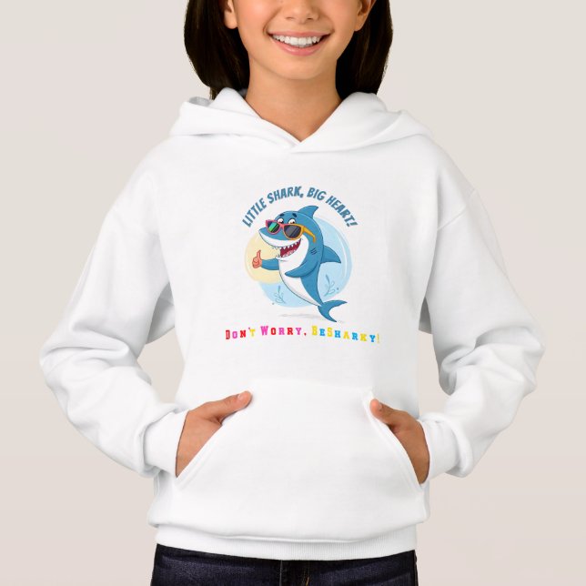 Cool Kawaii Shark Positive Vibes Hoodie (Vorderseite)