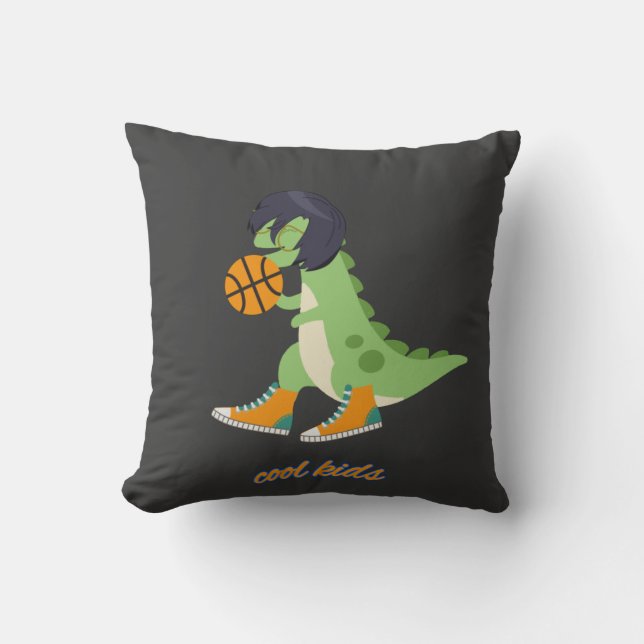 Cool Kids Basketball Dinosaurier Kissen Kissen (Vorderseite)