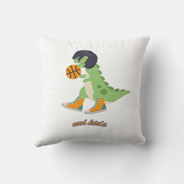 Cool Kids Basketball Dinosaurier Kissen Kissen (Rückseite)