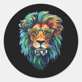 Cool King – Colorful Lion with Shades Design Runder Aufkleber