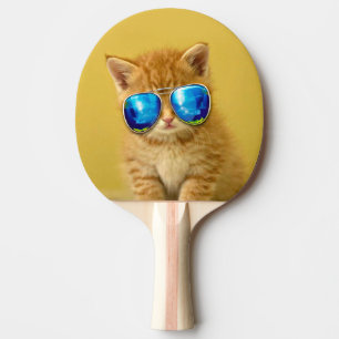 Cool Kitten in Sonnenbrille Tischtennis Schläger