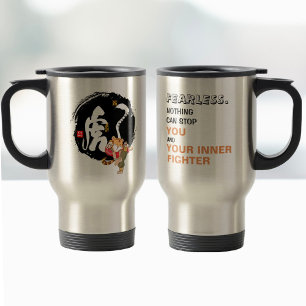 Cool Kung Fu Tiger Fearless Inspiration Quote Co Reisebecher