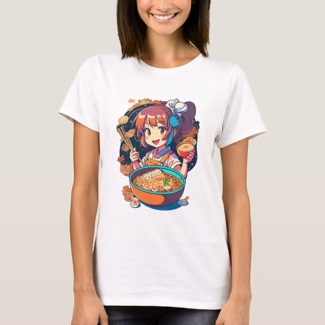 cool lässig mit "Anime Character Eating"-T - Shirt (Vorderseite)