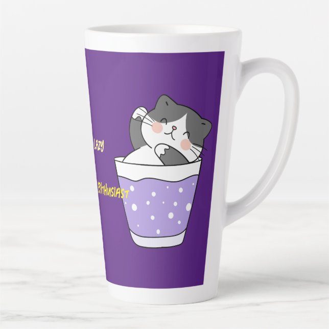 Cool Lazy Cat Latte Tasse (Rechts)