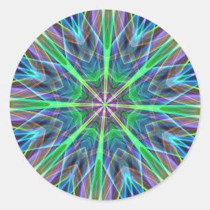 Cool lebendige Neon Pastel Aura Mandela Runder Aufkleber