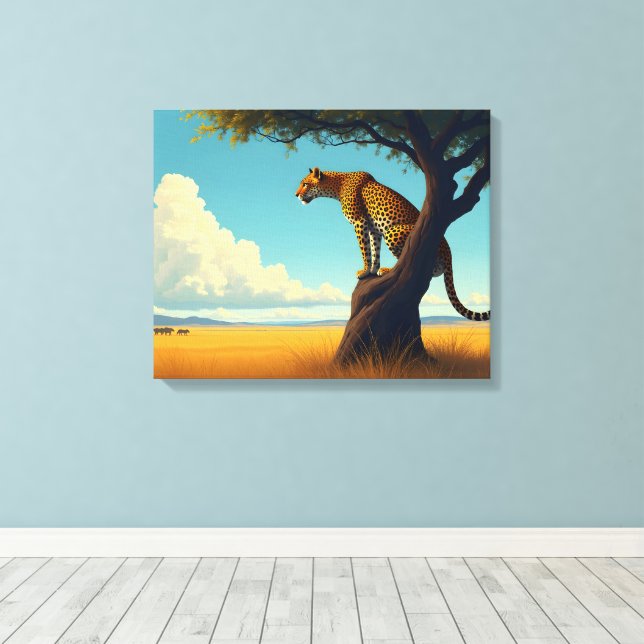 Cool Leopard Leinwanddruck (Insitu (Holzboden))