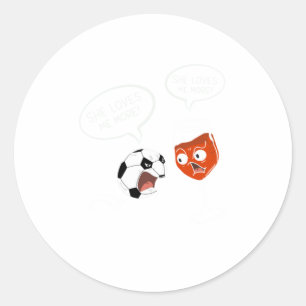 Cool Liebe sie mich Fußball und Weintrinker Runder Aufkleber