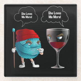 Cool Lieben sie mich Crochet und Wein Funny Needle Glasuntersetzer