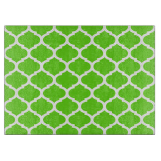 Cool Lime Green marokkanisches Quatrefolienmuster Schneidebrett