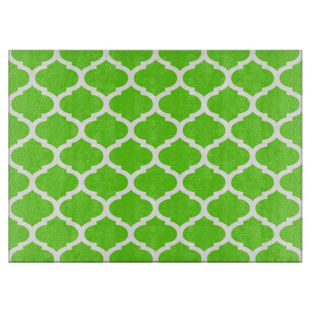 Cool Lime Green marokkanisches Quatrefolienmuster Schneidebrett (Vorderseite)