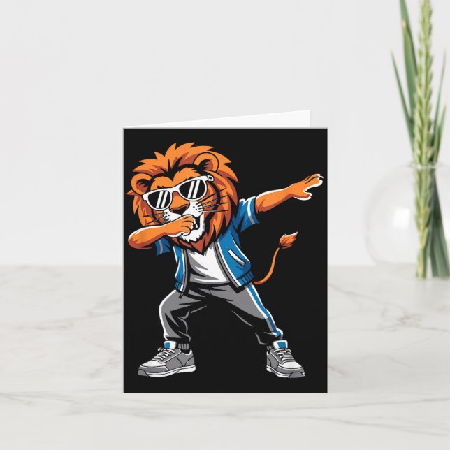 Cool Lion Dabbing Gift For Men Women Boys Girls Ki Karte (Vorderseite)