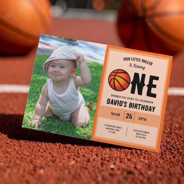 Cool Little Baller Basketball Foto 1. Geburtstag Einladung (Von Creator hochgeladen)