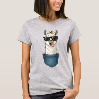 Cool Llama in Pocket – Funny Hipster T-Shirt