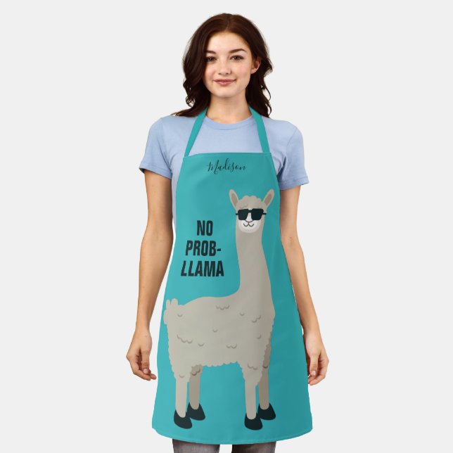Cool Llama nom et tablier couleur personnalisés (Porté)