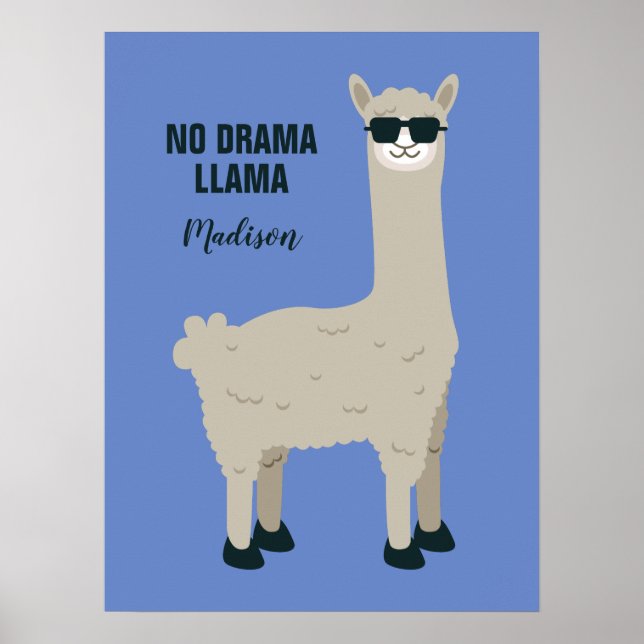 Cool Llama nom personnalisé, texte & affiches coul (Devant)