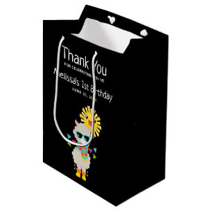 Cool Llama und lächelnd Kawaii Sun Vielen Dank Mittlere Geschenktüte