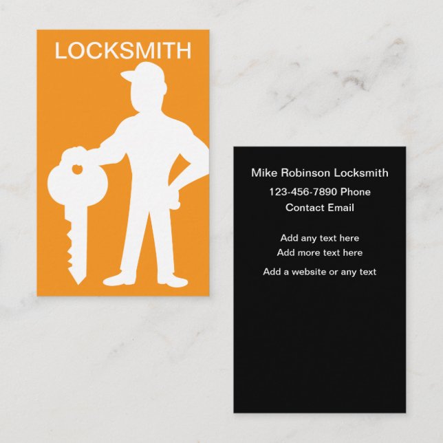 Cool Locksmith Carte de visite vertical moderne (Devant / Derrière)