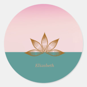 Cool Lotus Pink Green Runder Aufkleber