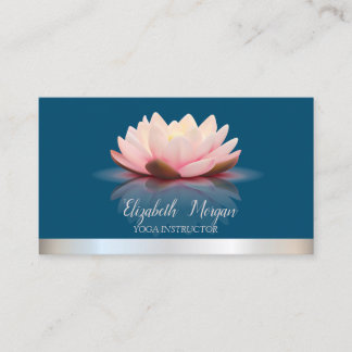 Cool Lotus Silver Stripe Yoga Instructor Visitenkarte