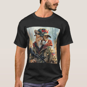 Cool MAGA Big Cat mit Gun & Camouflage COUGAR T-Shirt