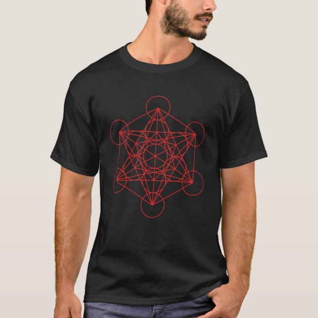 Cool Mandala Sacred Geometry Metatron Cube T-Shirt (Vorderseite)