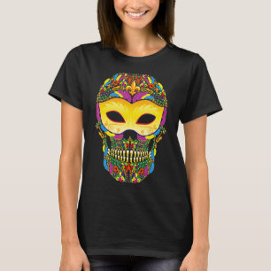 Cool Mardi Gras Skull Jester Hat Masked Beads 7 T-Shirt