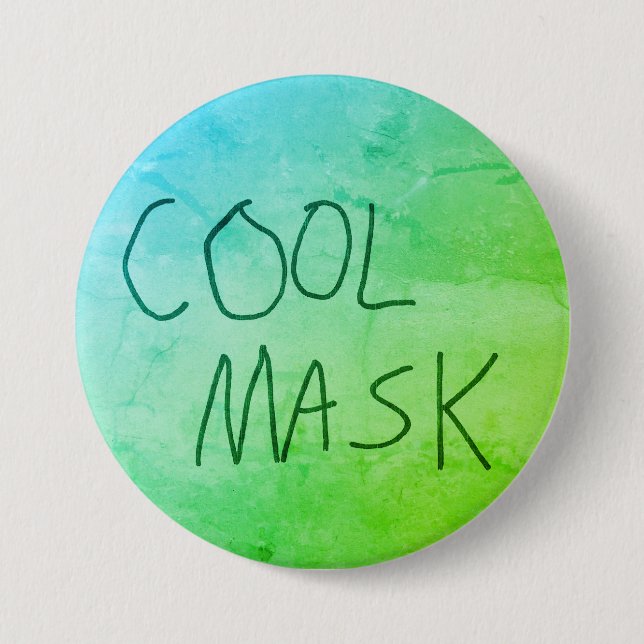 Cool Mask Original Handwriting Grün/Blau Button (Vorderseite)
