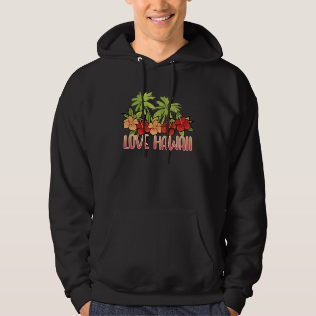 Cool Maui Sunset Hawaiian Hibiscus Flowers Honolul Hoodie (Vorderseite)