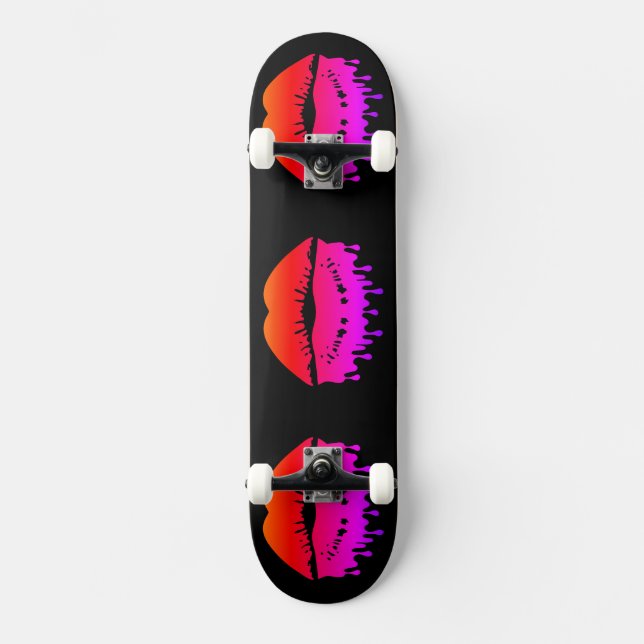 Cool Melting Lips With Custom Background  Skateboard (Vorderseite)