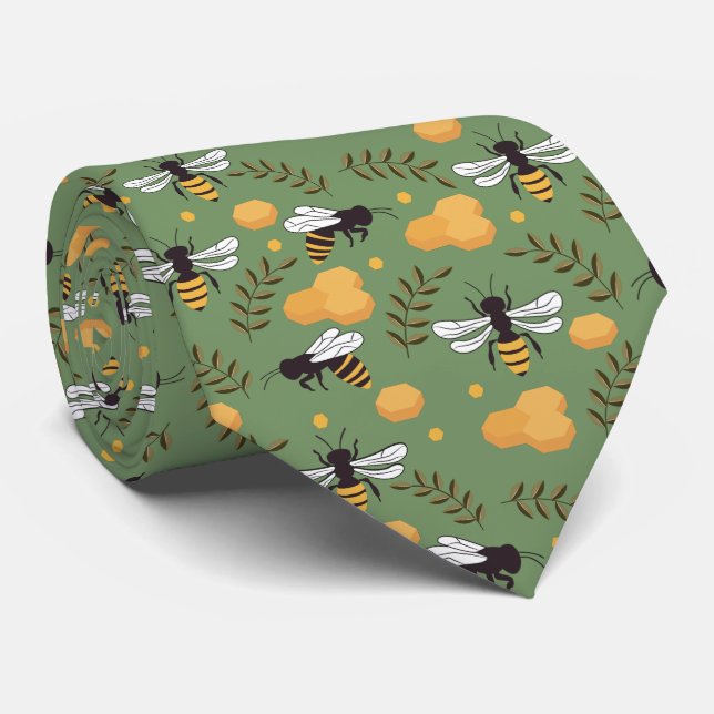 cool miel abeille carrelée motif Cravate (Roulé)