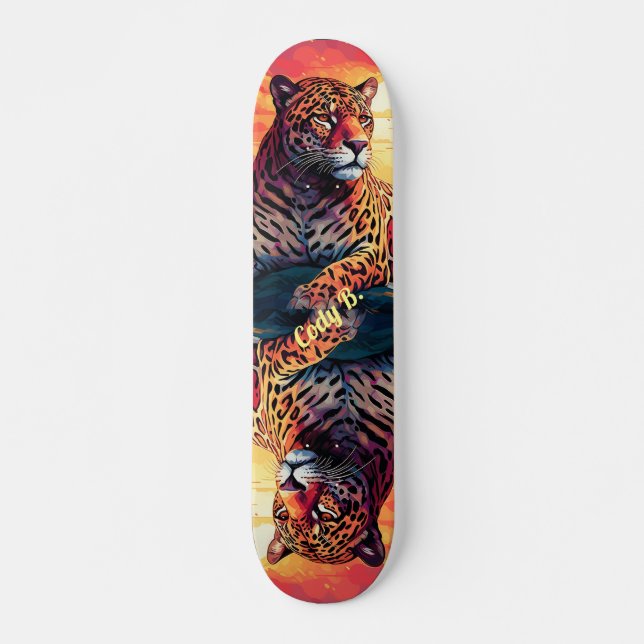 Cool Mirror Image Tropical Tiger Skateboard (Devant)