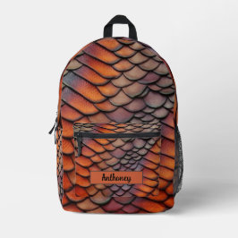 Cool Modern 3d Dragon Scales Customizable Name Bedruckter Rucksack