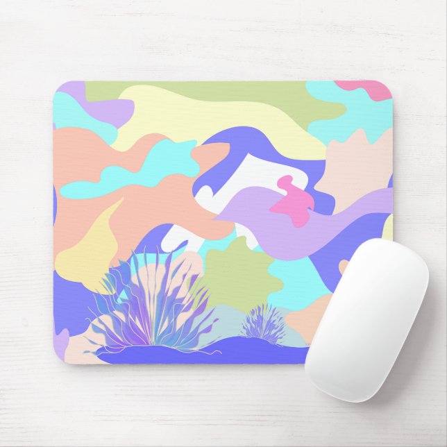 Cool Modern Abstract Flowing Art Colorful Desk Mat Mousepad (Mit Mouse)