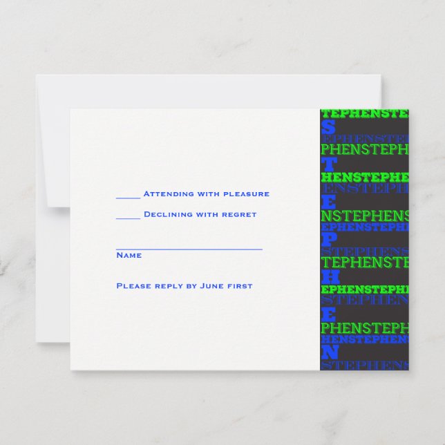 Cool Modern Bar Mitzvah UAWG Stephen RSVP Karte (Vorderseite)