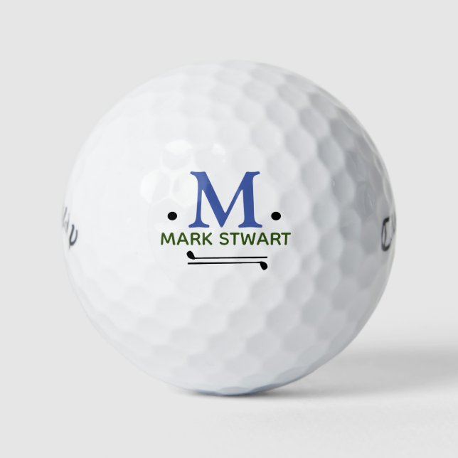 Cool-Modern-Einfache Monogramm Golfball (Vorderseite)