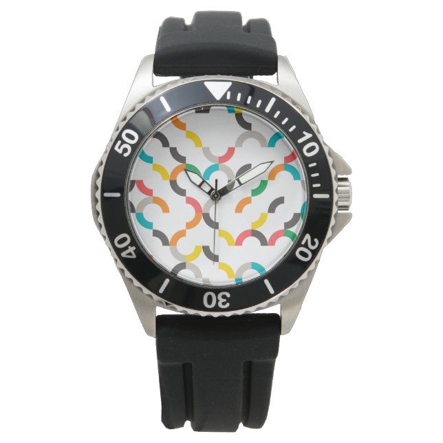 Cool, modern, farbenfroh, trendig kreisförmig geom armbanduhr (Vorderseite)